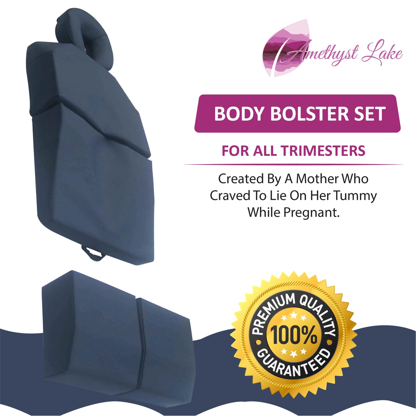 AMETHYST LAKE Pregnancy Massage Cushion with Headrest (Blue)