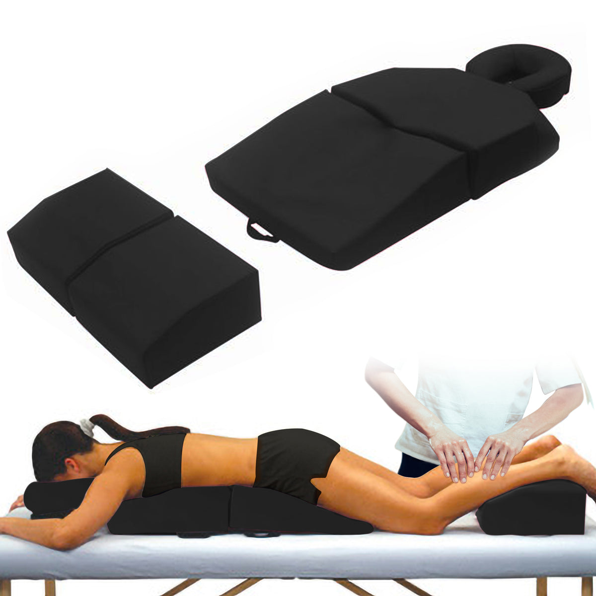 Amethyst Lake Pregnancy Massage Cushion with Headrest – Black-zoom-1