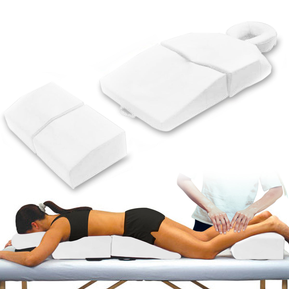 Amethyst Lake Pregnancy Massage Cushion with Headrest – White-zoom-1