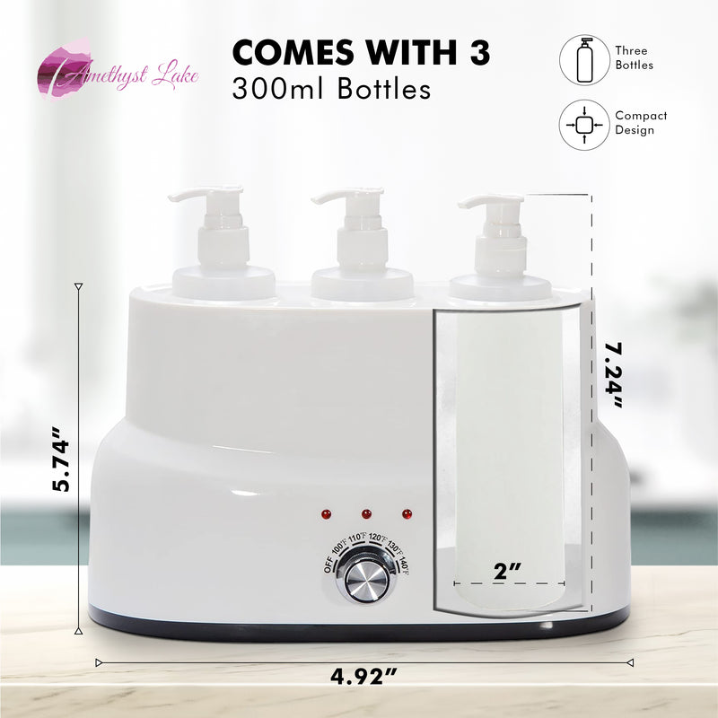 Amethyst Lake 3-Bottle Massage Oil Warmer & Dispenser-zoom-