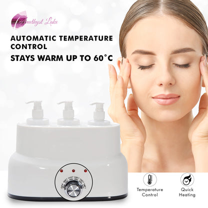 AMETHYST LAKE Oil Warmer Dispenser, Plug-in Electric Warmer Oil Dispenser, 3-Bottles Lotion Warmer, Message Oil Heater for Home & Professional Spa Supplies.