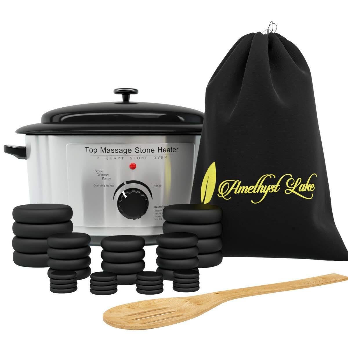 Amethyst Lake Hot Stones Massage Set With Warmer Pot