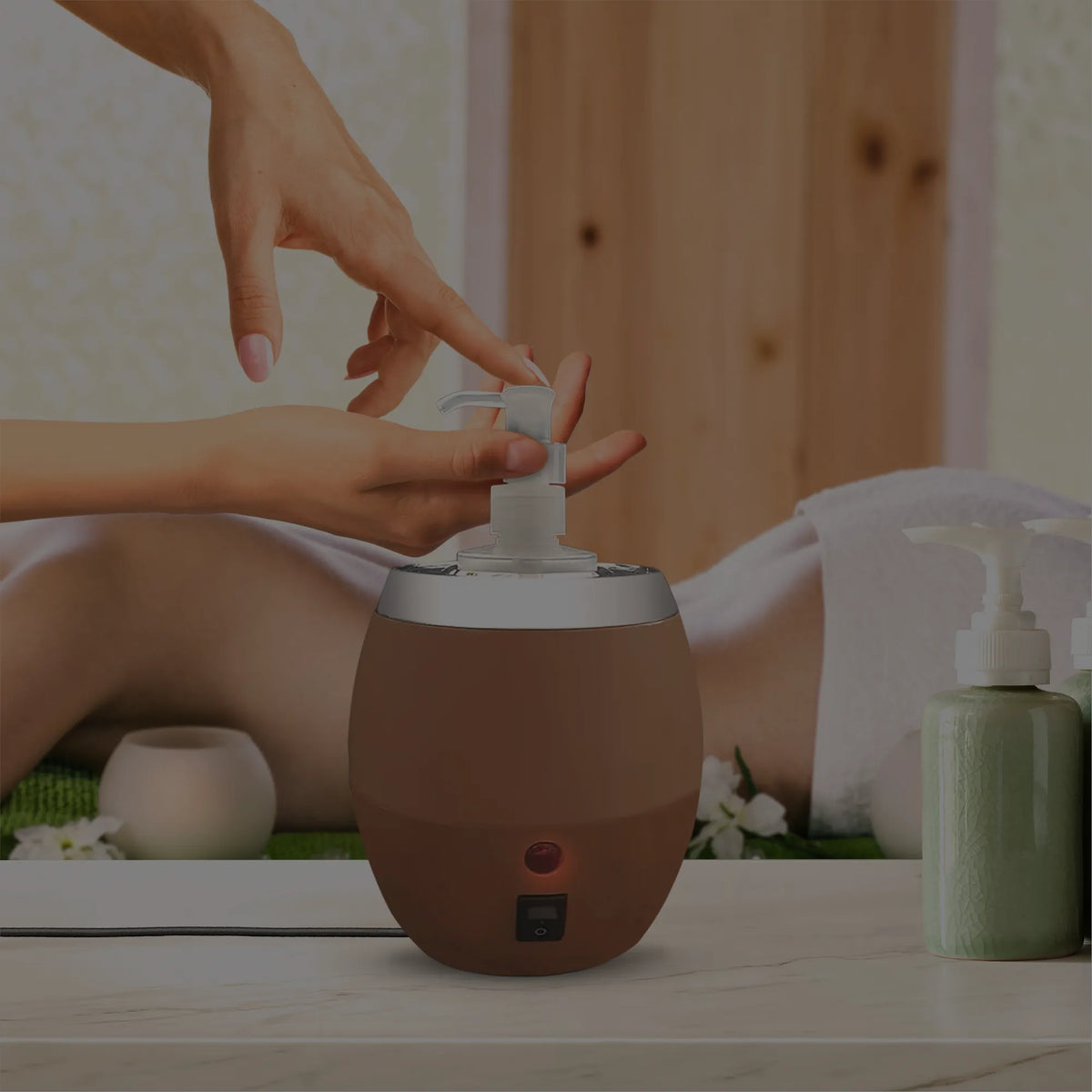 Oil heater for pagnency massage, warm lotion diffuser spa setup, relaxing maternity care
