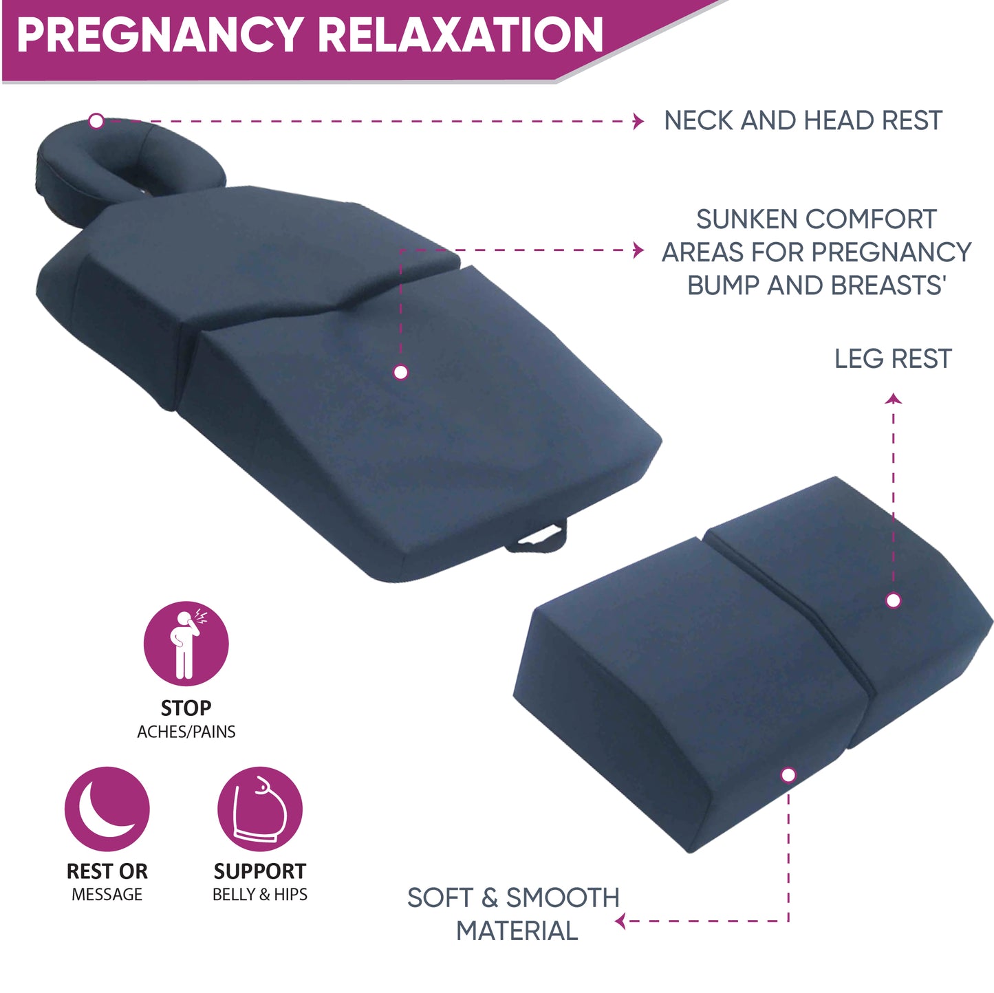 Amethyst Lake Pregnancy Massage Cushion with Headrest (Black)